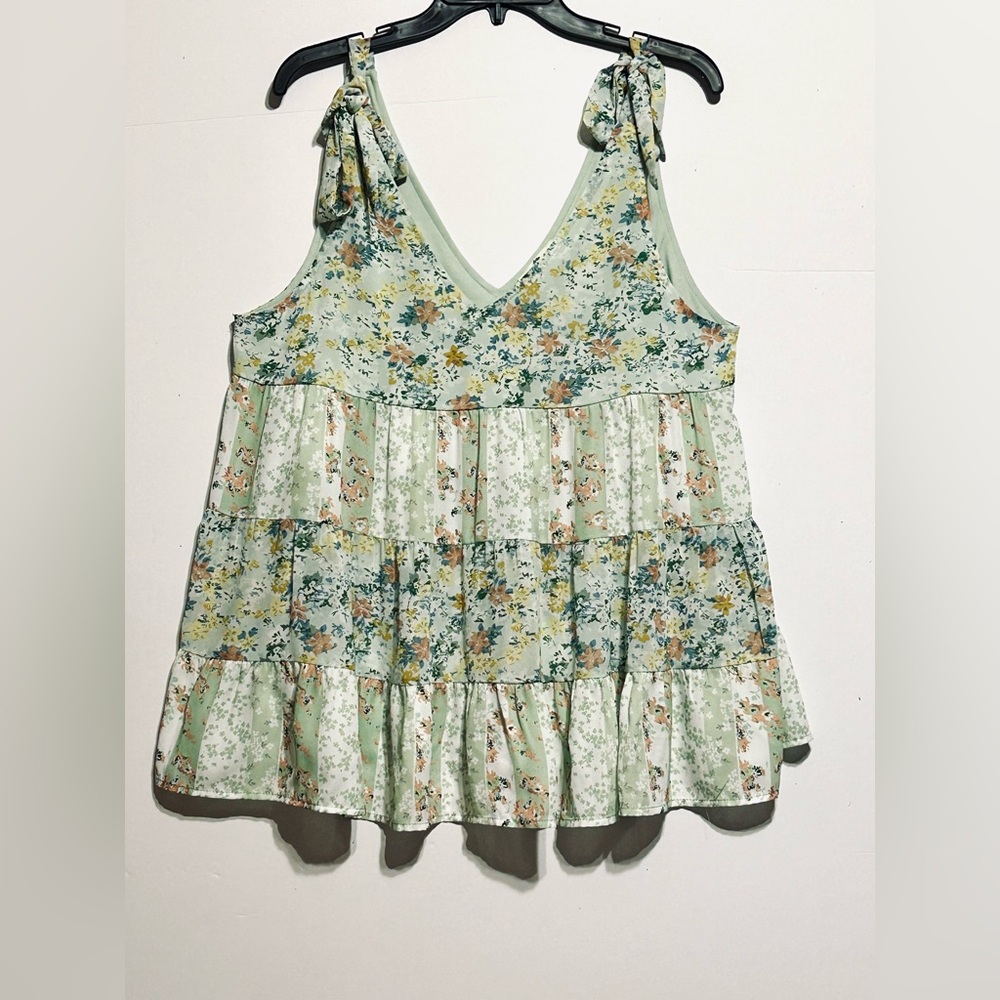 Entro Floral Patterned Top with Yellow and Blue Accents